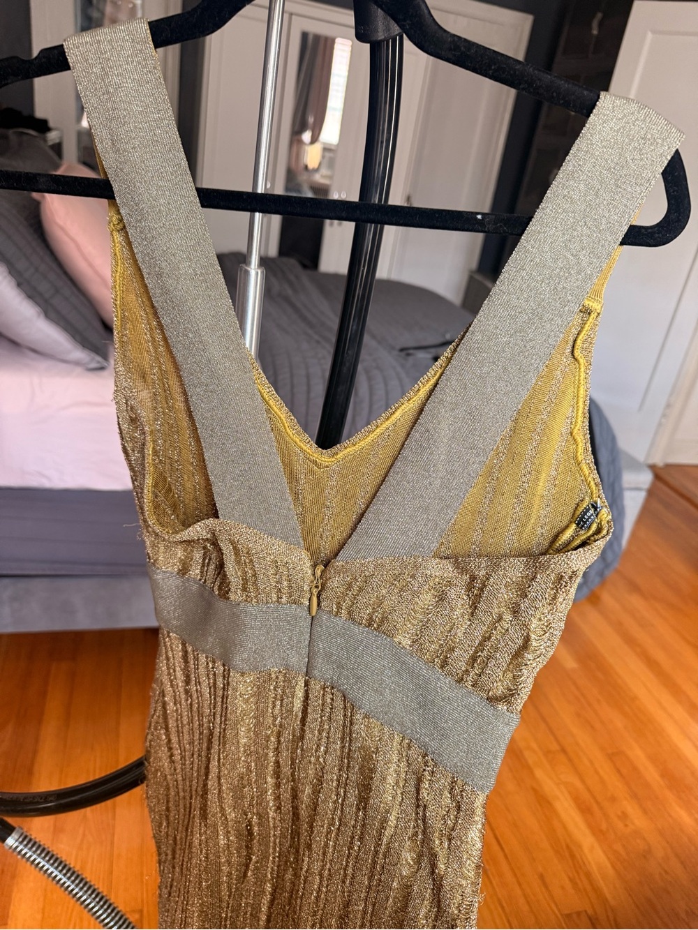 Hervé Léger Eyelash Gold Metallic Gown